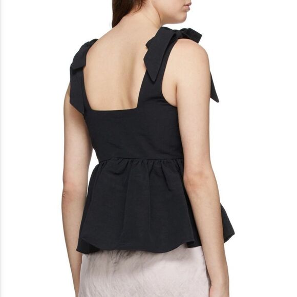 Brock Collection Black Ribes  Peplum Tank Top | Size 8 - Picture 10 of 11